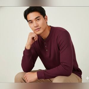 CLUB ROOM Men's Thermal Henley Shirt